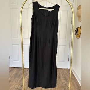 Lauren Alexandra 100% Linen Black Sleeveless Midi Dress